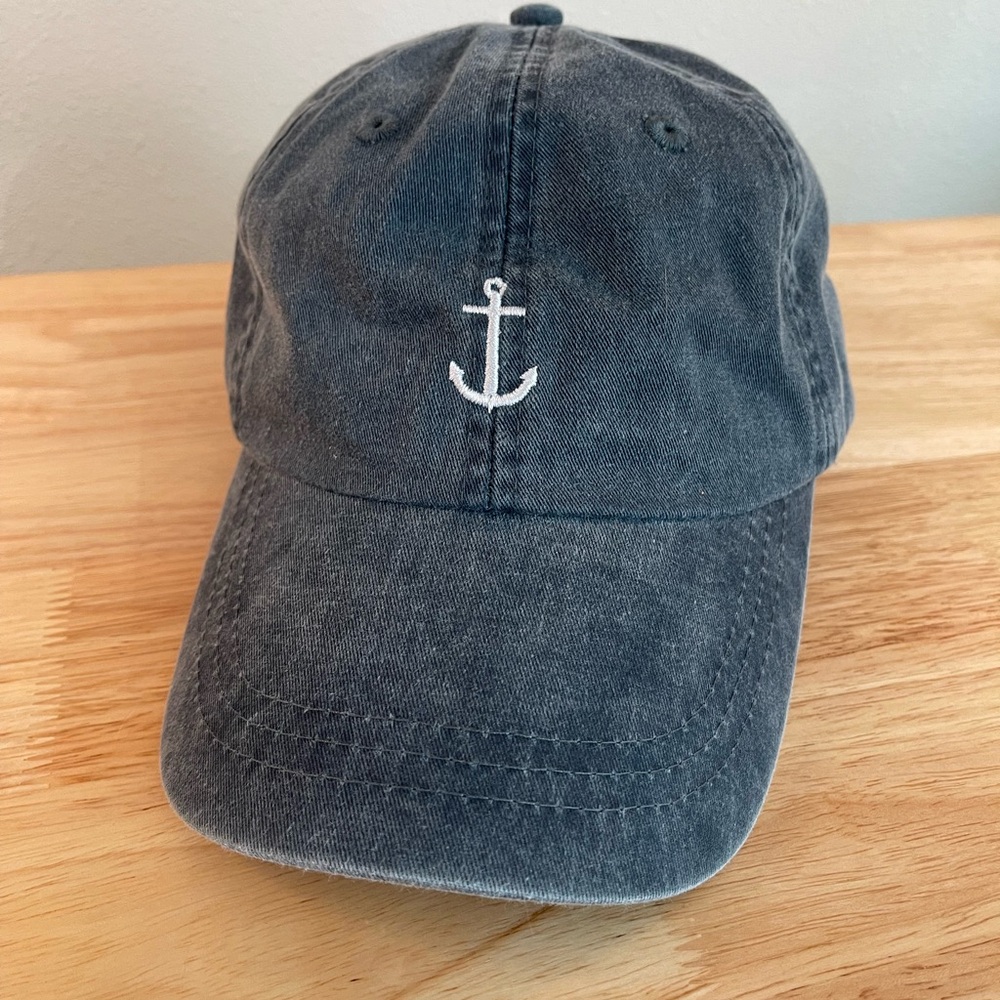 Navy Blue Cap with Anchor Embroidery